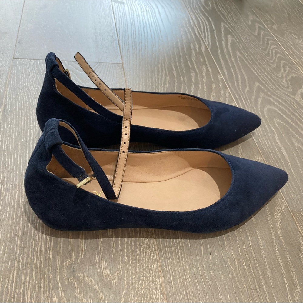 Navy Franco Sarto leather flats, size 5.5